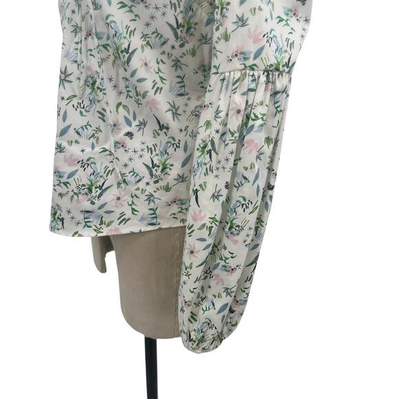 Amur Reagan One Shoulder Blouse Top White Floral Print Long Sleeve Size Small - Picture 7 of 13